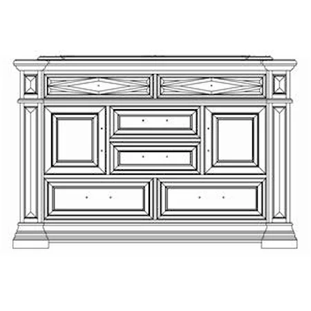 Dressing Chest with 2 Doors and 8 Drawers